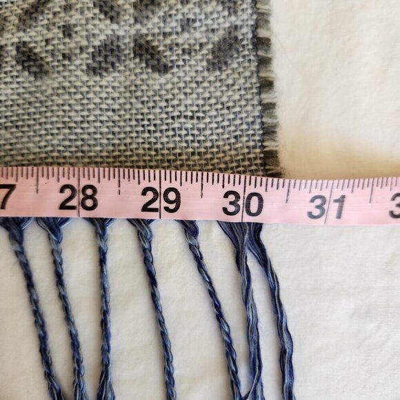 Aurora Paci Italia Blue Gray Floral Print Wool Blend Scarf Wrap Shaw Fringe City - Picture 15 of 16